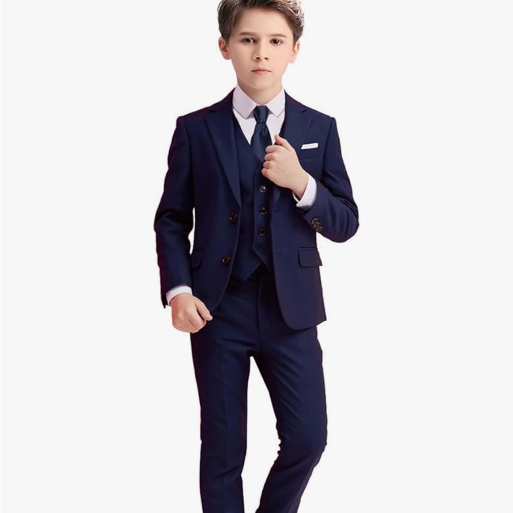 Stylish Navy Blue Boys' Suit 4 Piece Set Size 7